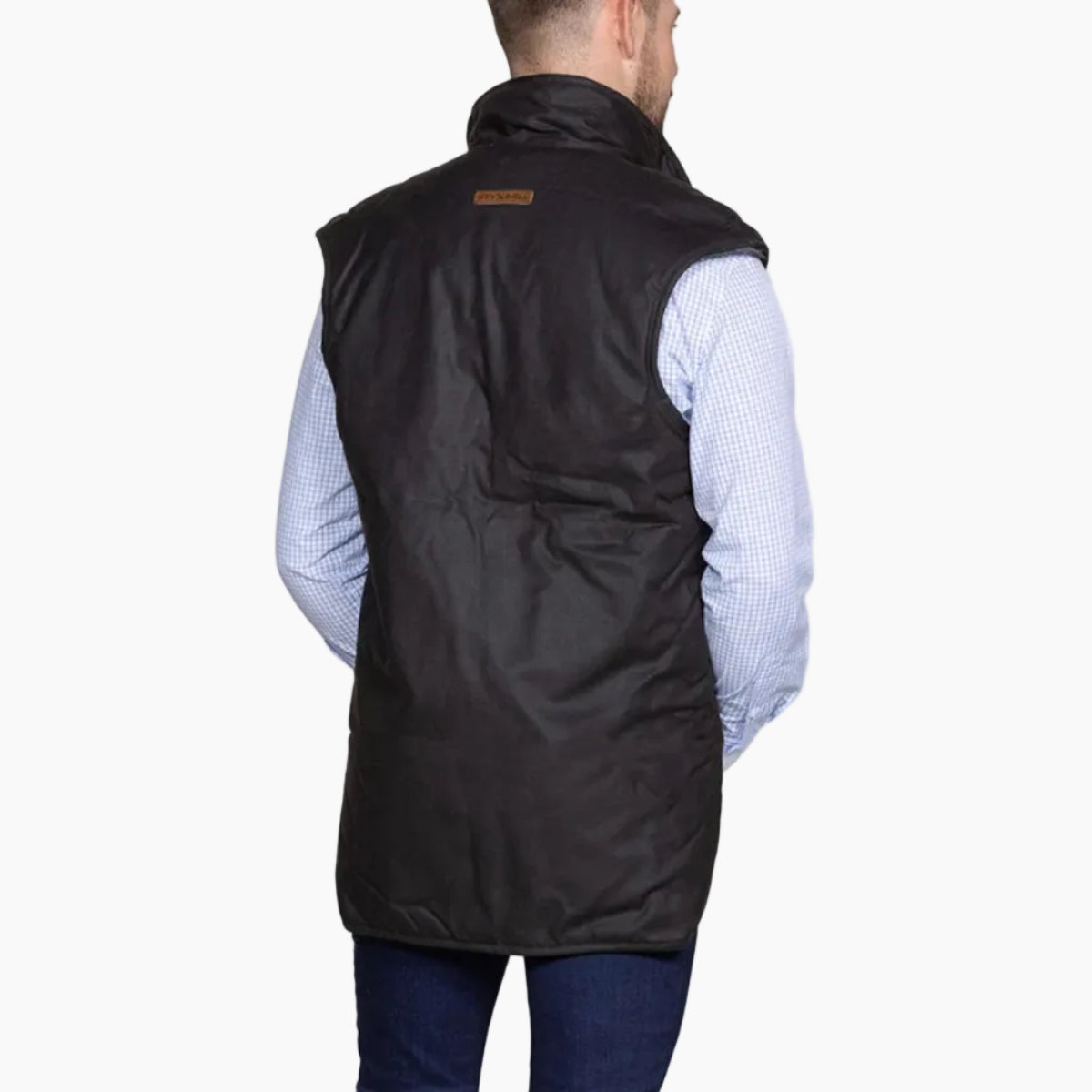 23SP-ROilskinShearlingLinedVestBrownBack