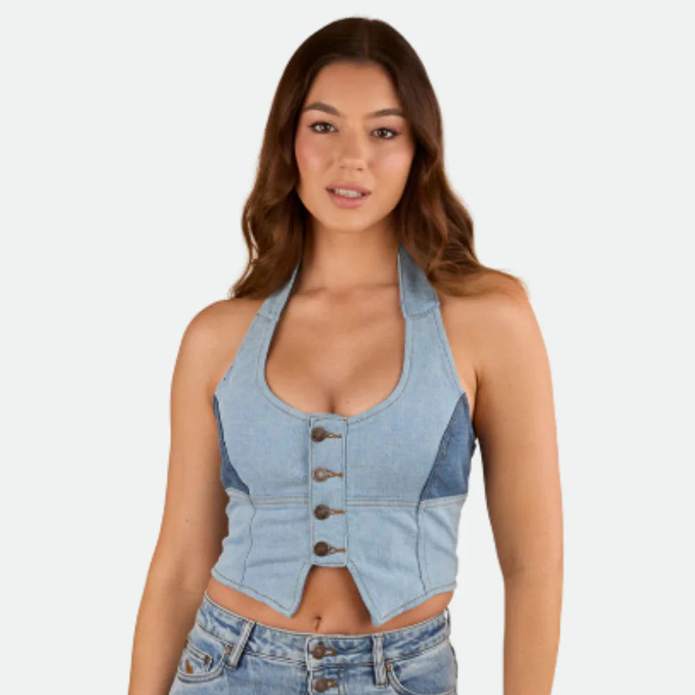 Alinta Womens Denim Bustier - Denim Blue