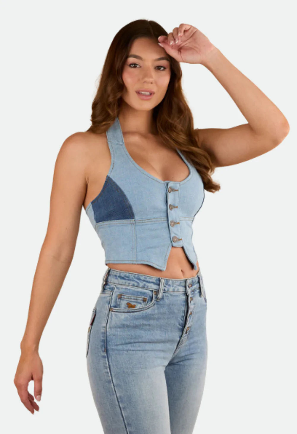 Alinta Womens Denim Bustier - Denim Blue