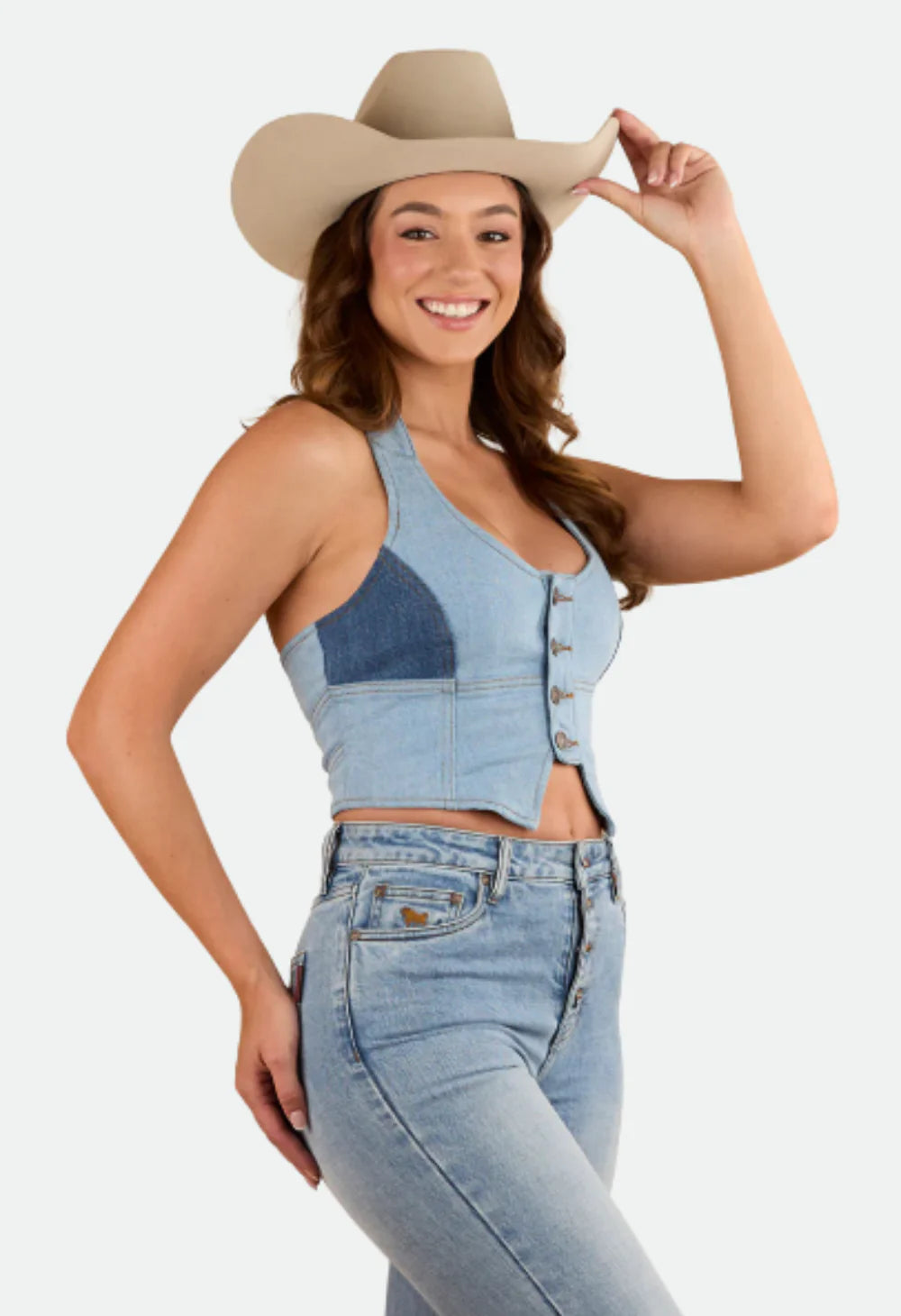 Alinta Womens Denim Bustier - Denim Blue