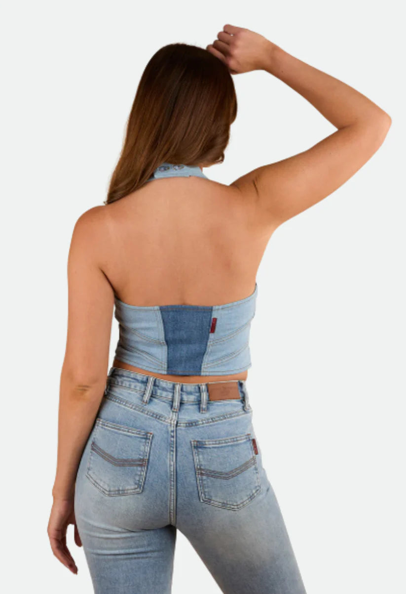 Alinta Womens Denim Bustier - Denim Blue