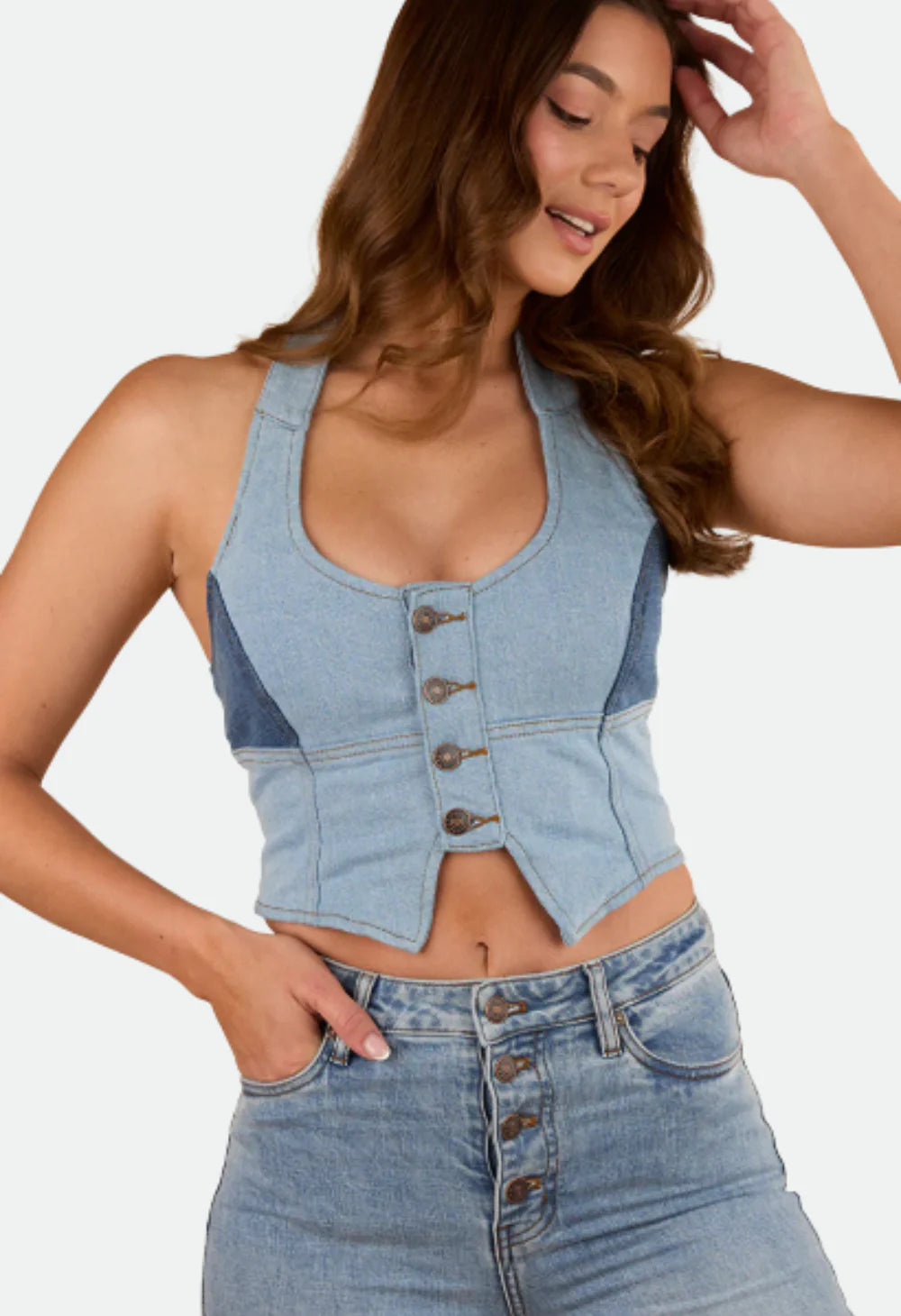 Alinta Womens Denim Bustier - Denim Blue
