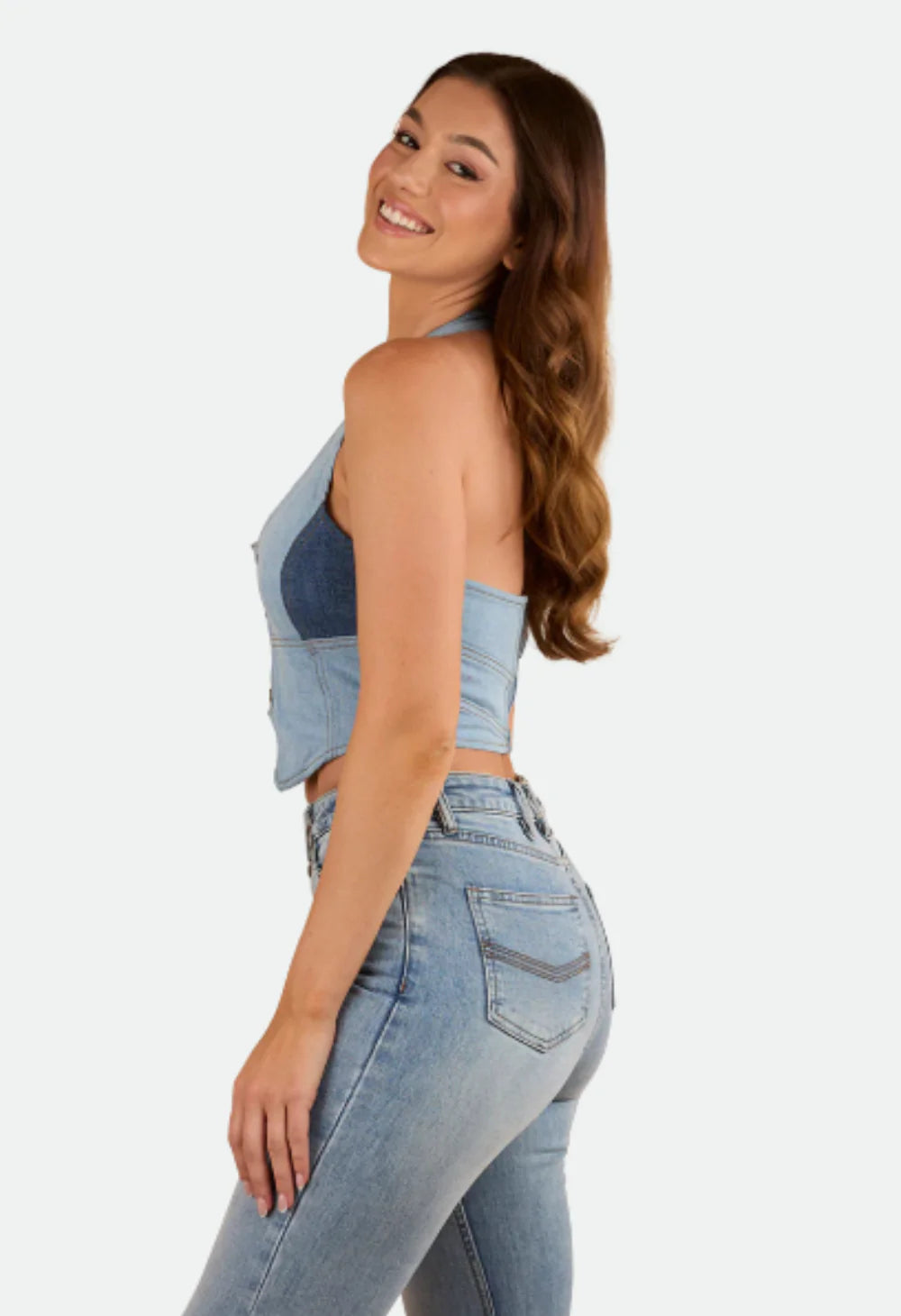Alinta Womens Denim Bustier - Denim Blue