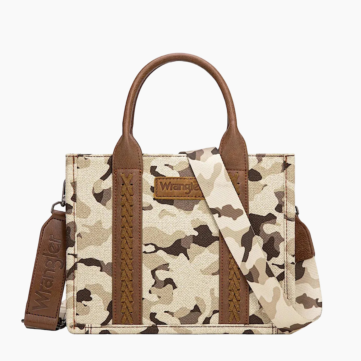 CamoPrintCrossbodyBagTanFront