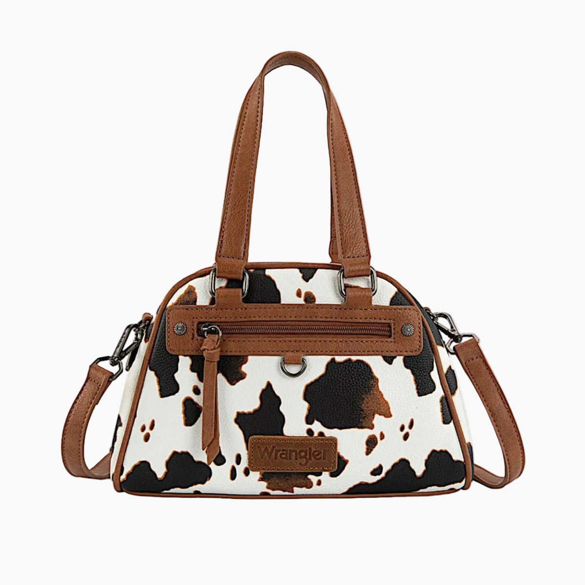 CowPrintHandbagTanFront
