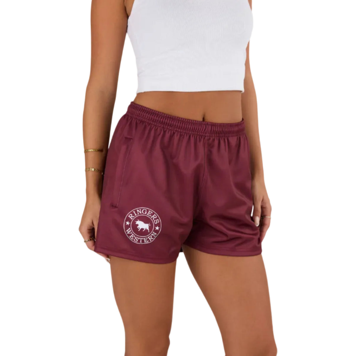 FootyShortsFrontBurgundy