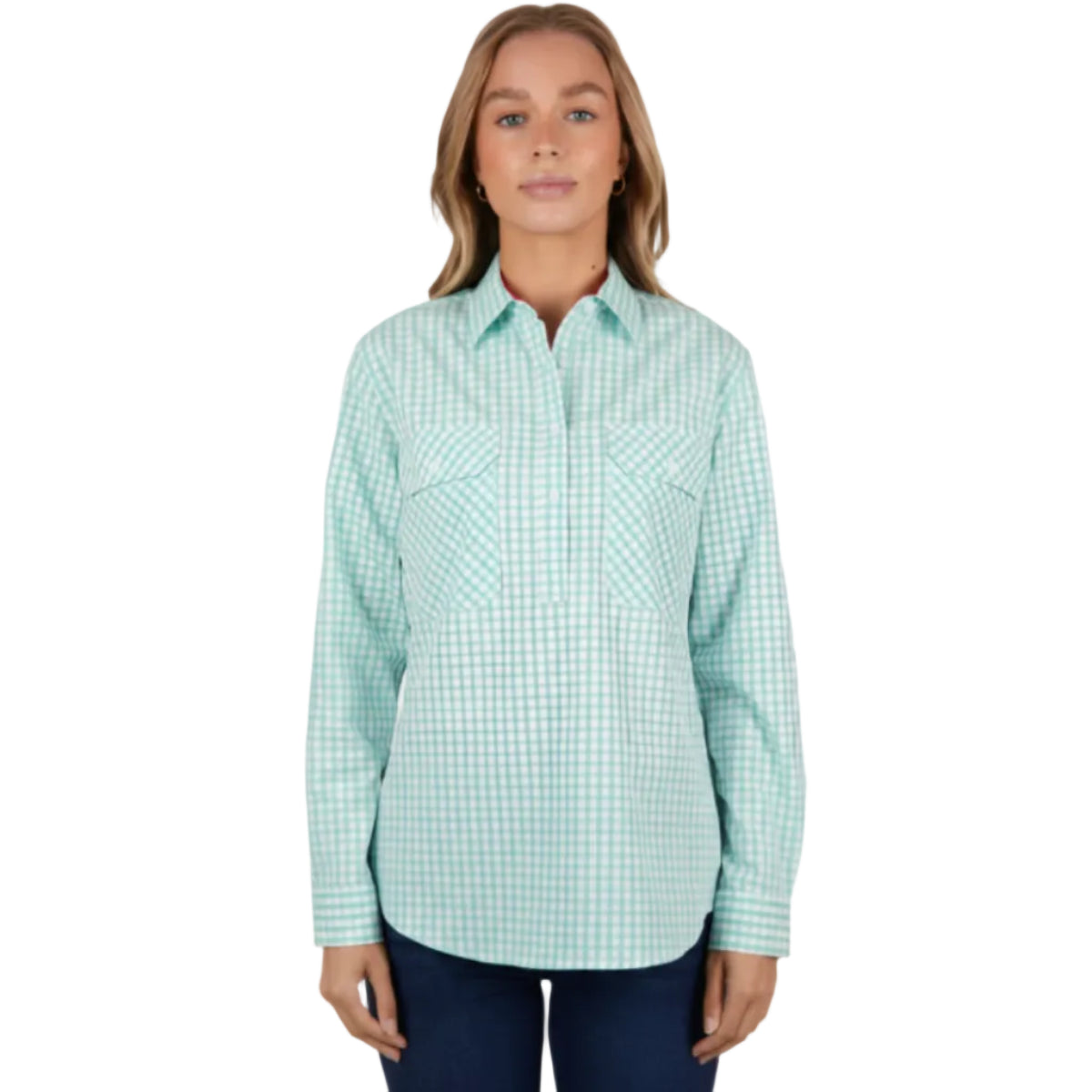 HardslogLizeHalfButtonLSShirtTeal
