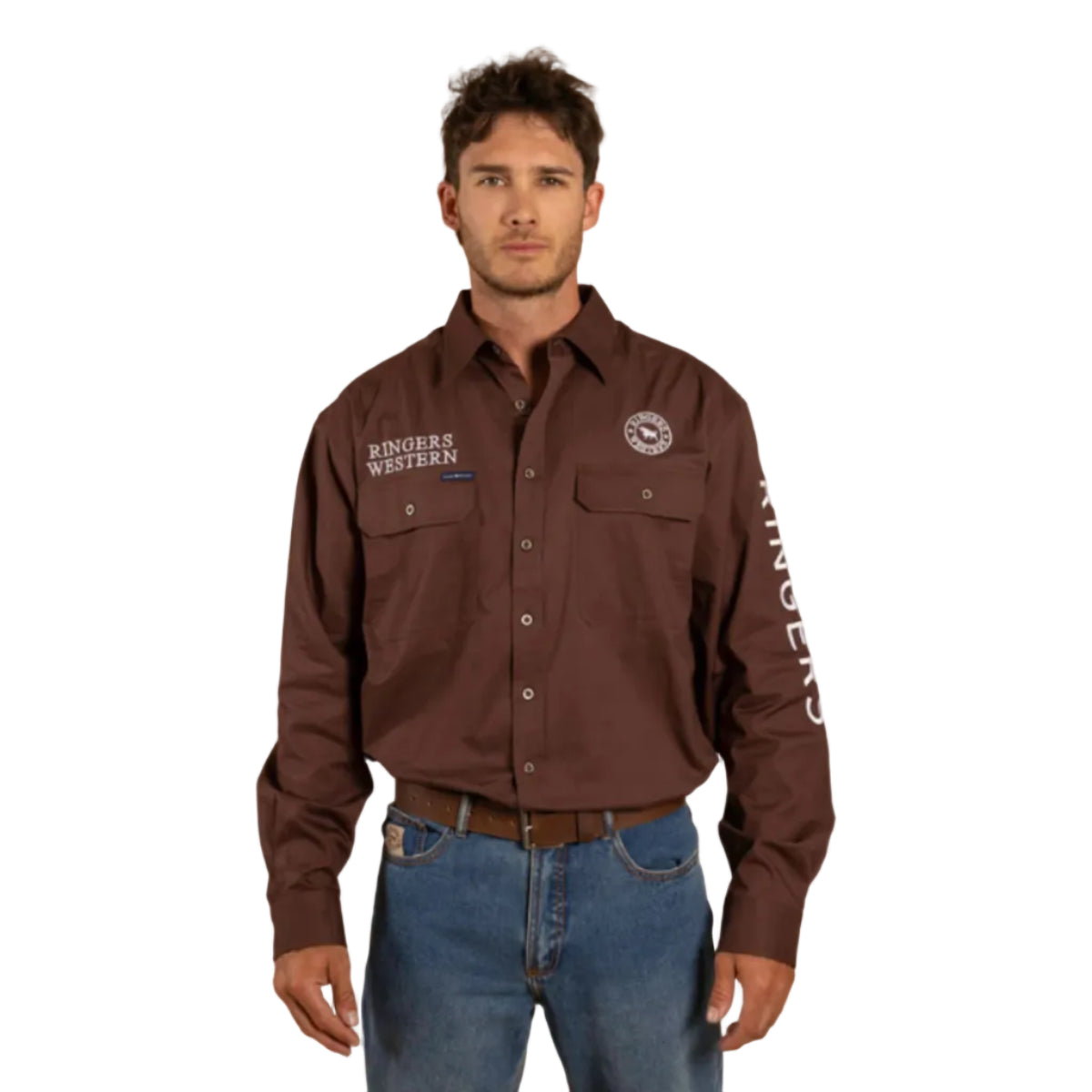 HawkeyeLSFullShirtChocolateFront