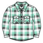 KidsClosedFrontFlanneletteShirtRM123KCFBeachGlass-Grey-White