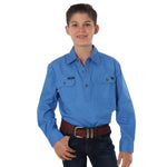 KidsOrdRiverLSHalfShirtBlueFront