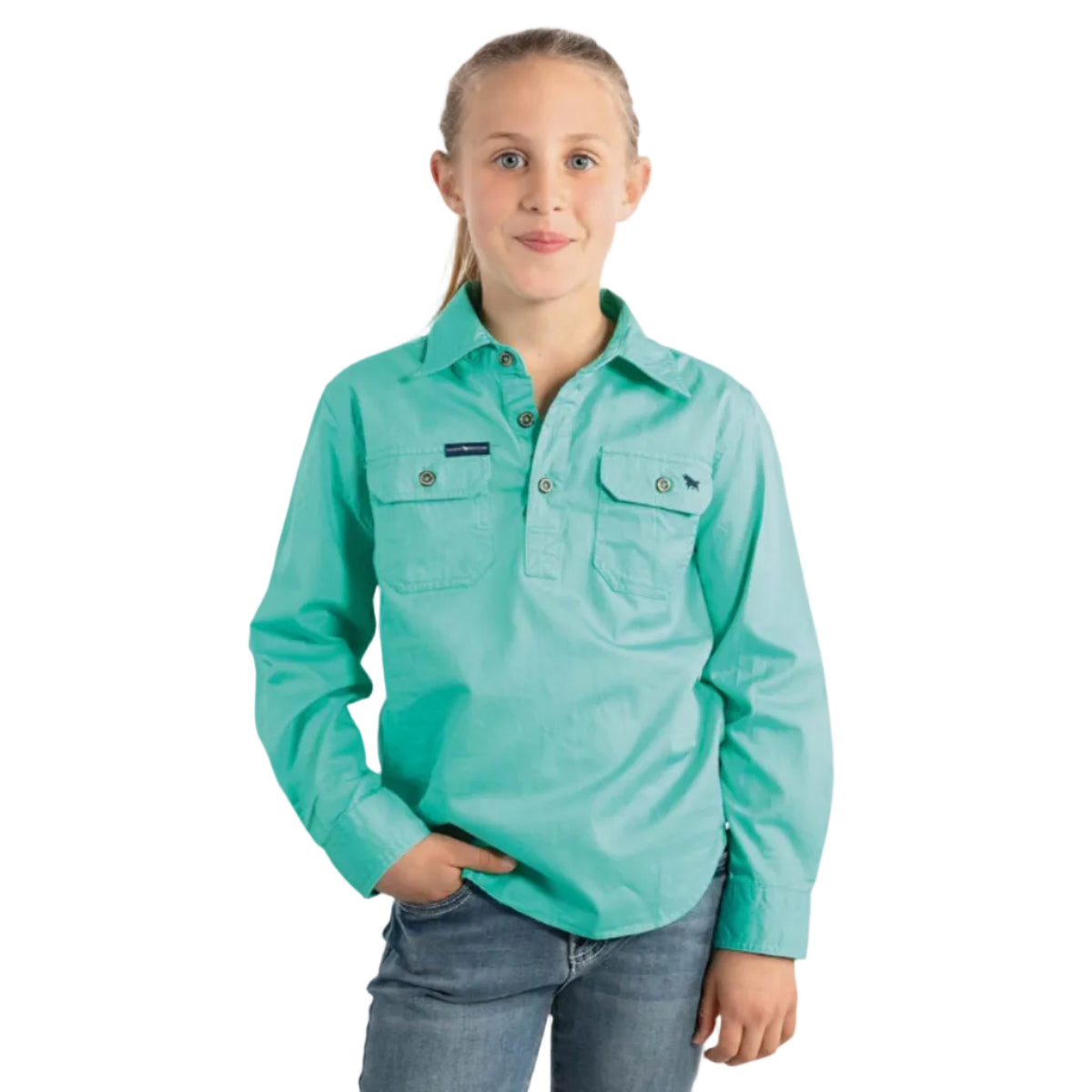 KidsOrdRiverLSHalfShirtMintFront