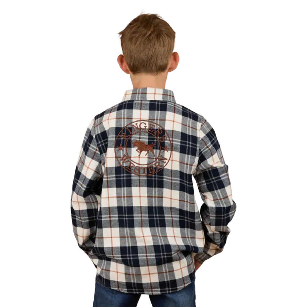 KidsRoryFlannelShirtNavy-TobaccoBack