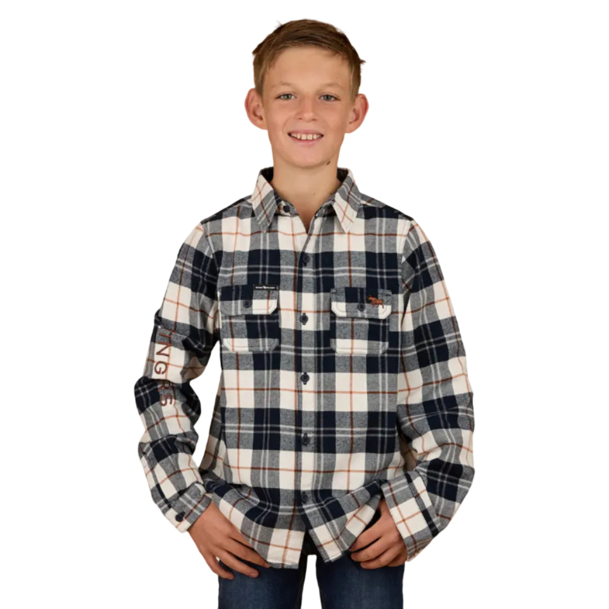 KidsRoryFlannelShirtNavy-TobaccoFront