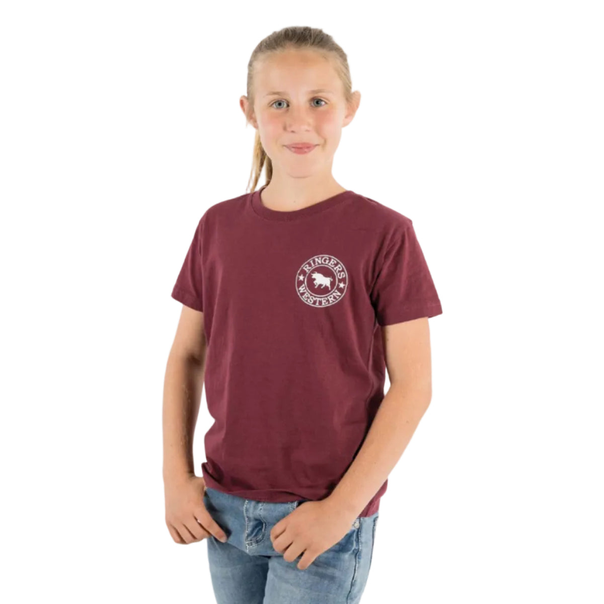 KidsSignatureTeeBurgundyFront