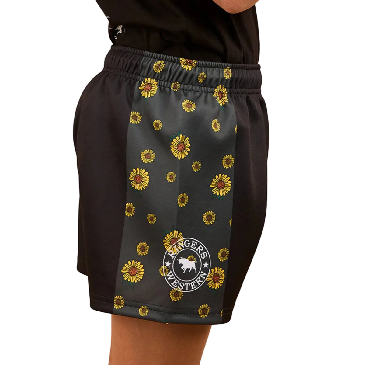 KidsSunflowerFootyShortsSide