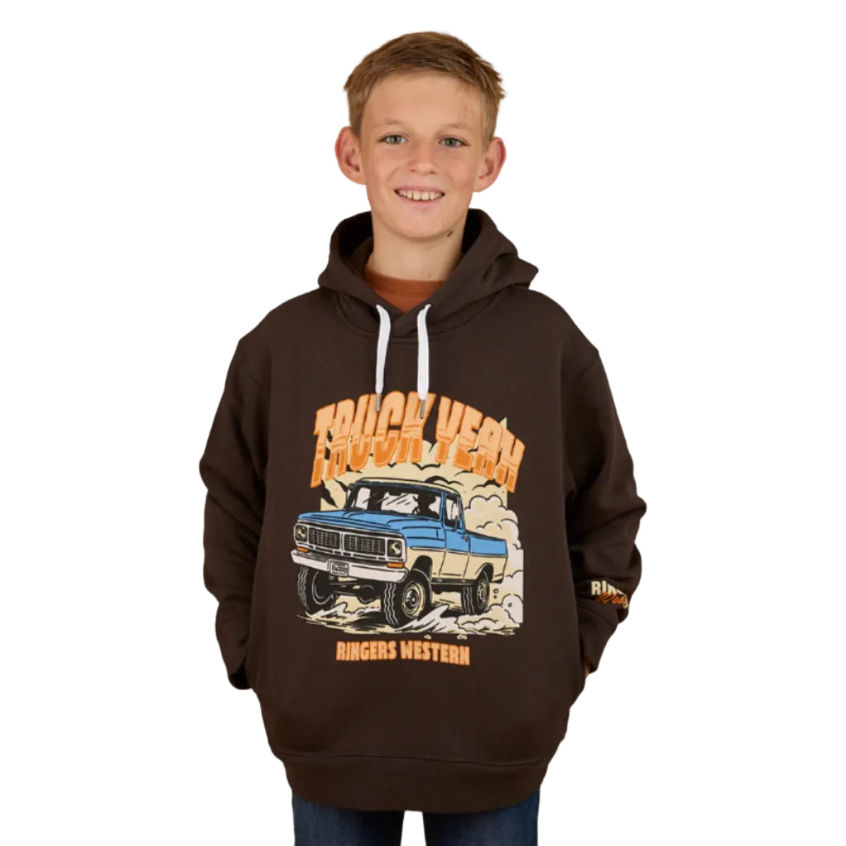 KidsTruckYeahHoodieCharcoalFront