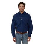 KingRiverCoolmaxLSHalfShirtNavyFront