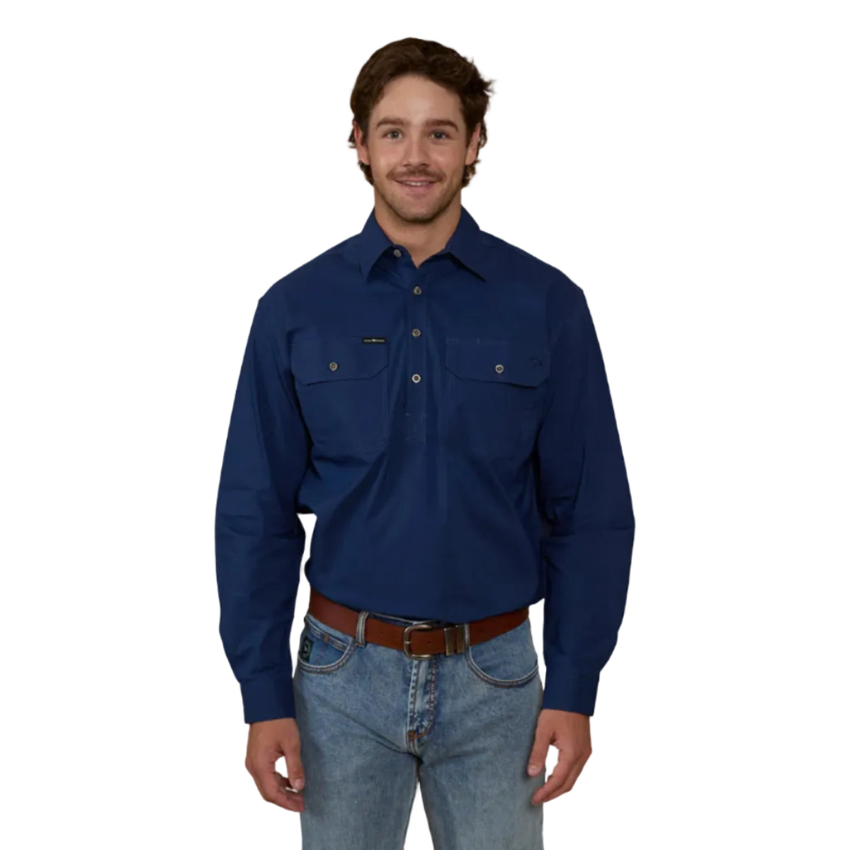 KingRiverCoolmaxLSHalfShirtNavyFront