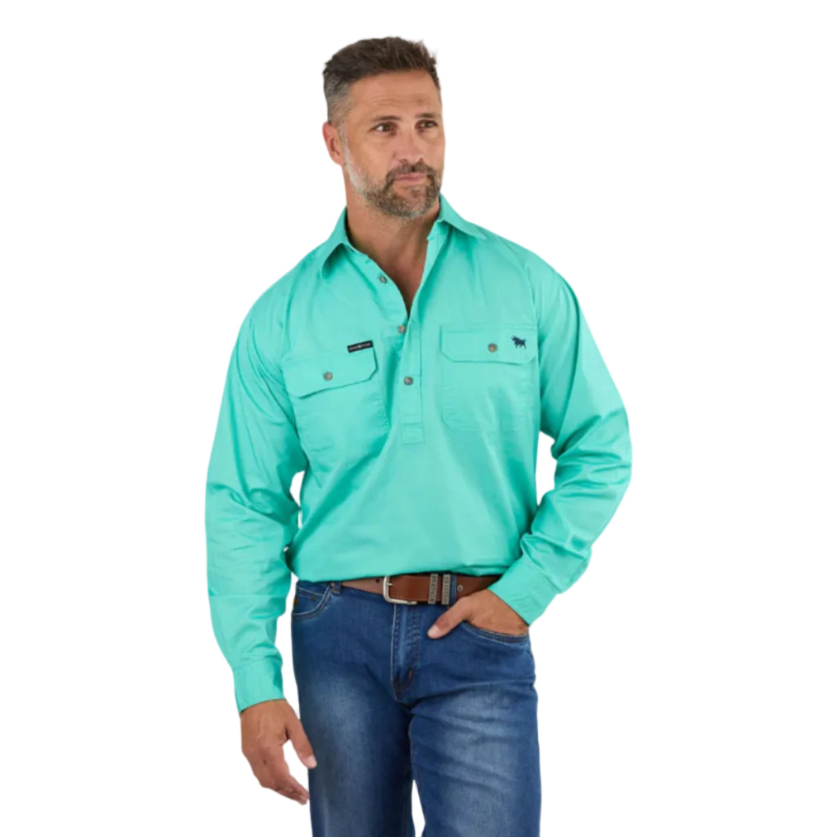 KingRiverLSHalfShirtMintFront