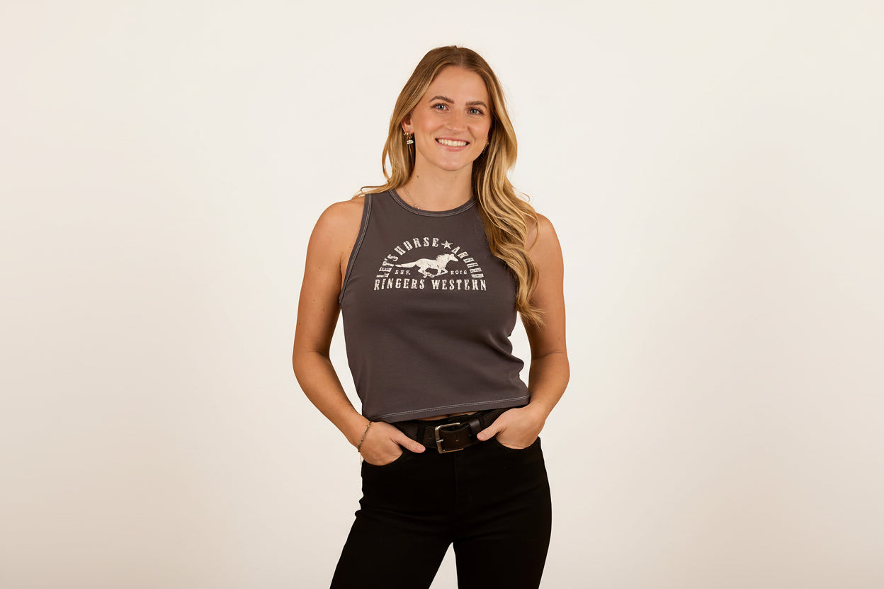 Lets Horse Around Rib Tank - Washed Black