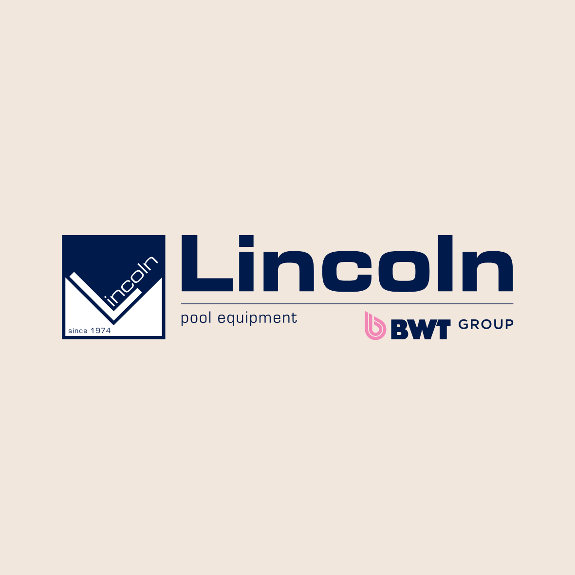 Lincoln pool equipment logo with BWT Group on a beige background