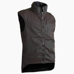 OilskinWoolLinedVestBrownFront