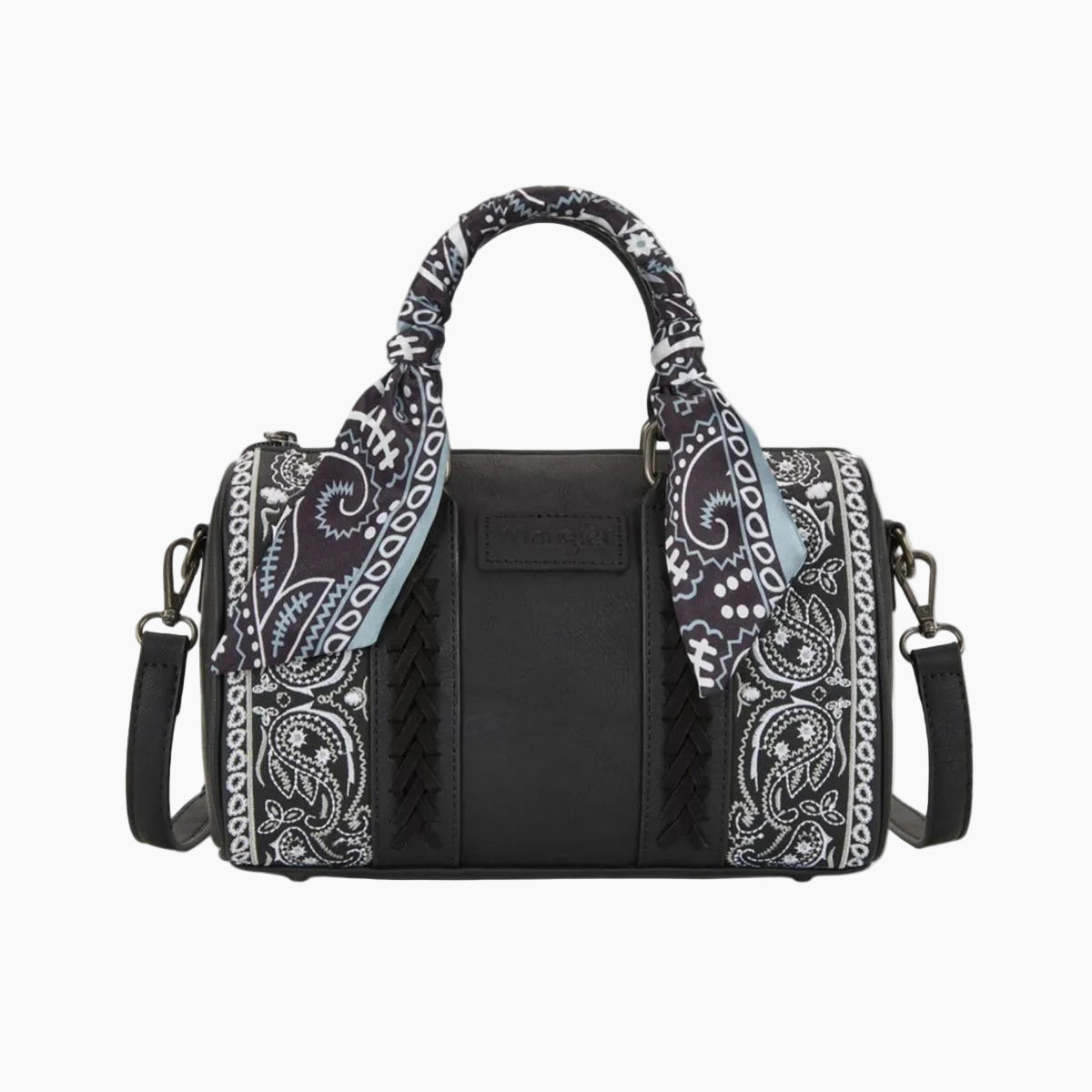 PaisleyBarrelBagBlackFront