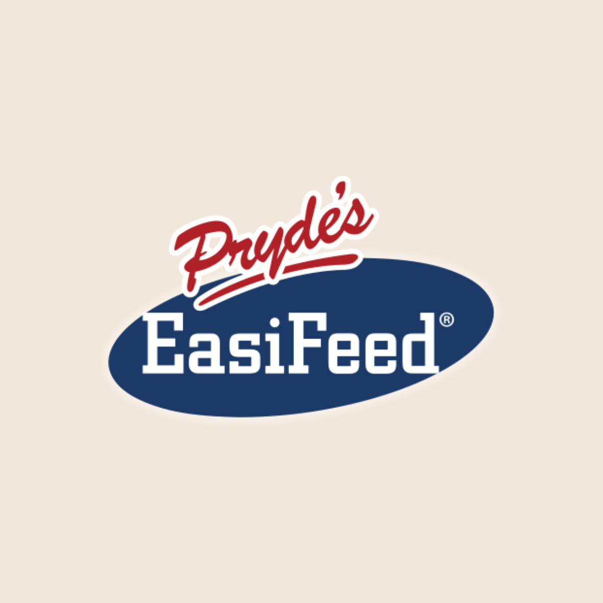 Pryde's EasiFeed logo on a beige background