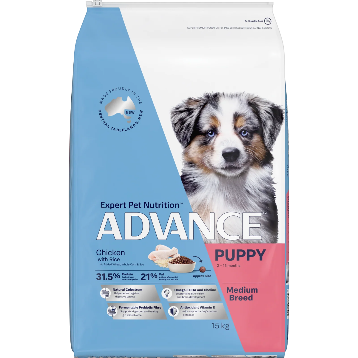 PuppyMedBreedChickRice15kg