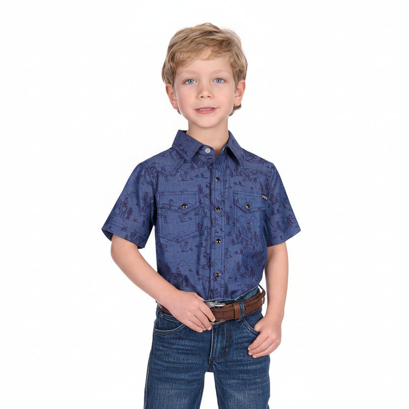 Pure Western BOY’S TRAVIS PRINT WESTERN SHORT SLEEVE SHIRT