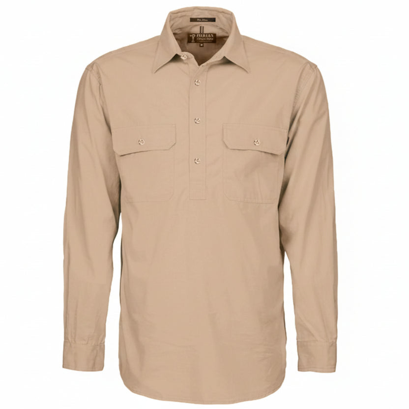 Mens Pilbara Closed Front L/S Shirt