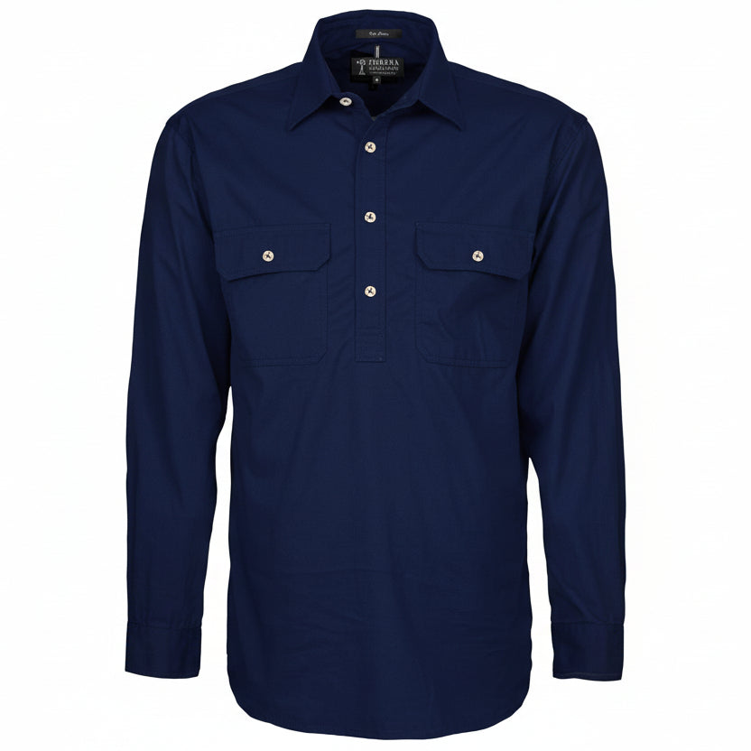 Mens Pilbara Closed Front L/S Shirt