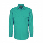 Teal shirt with two front pockets on a white background