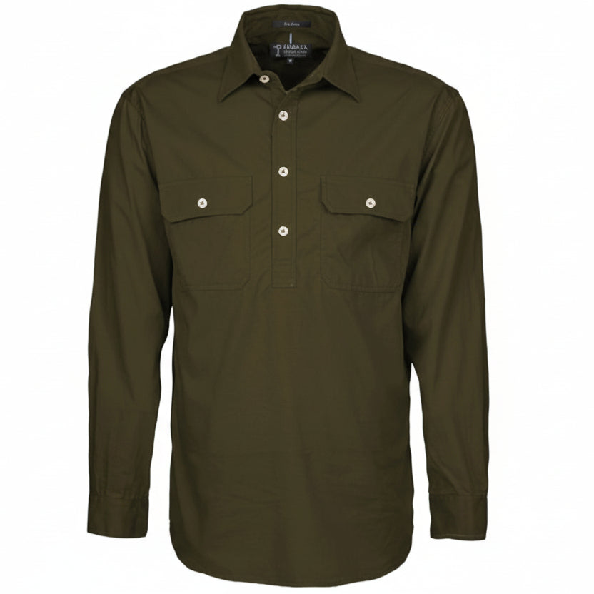 Mens Pilbara Closed Front L/S Shirt
