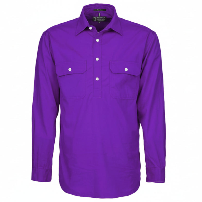 Mens Pilbara Closed Front L/S Shirt