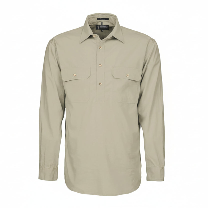 Mens Pilbara Closed Front L/S Shirt