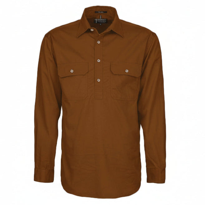 Mens Pilbara Closed Front L/S Shirt