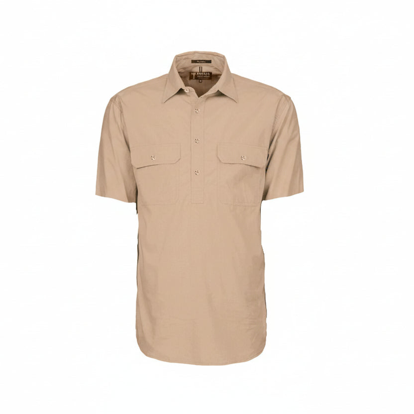 Closed Front Men's Pilbara Shirt - Short Sleeve