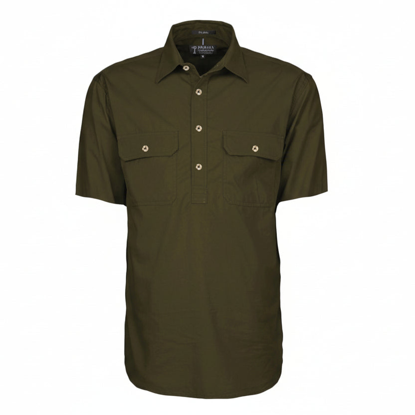 Closed Front Men's Pilbara Shirt - Short Sleeve