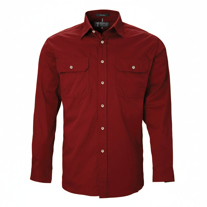 Open Front Men's Pilbara Shirt - Long Sleeve