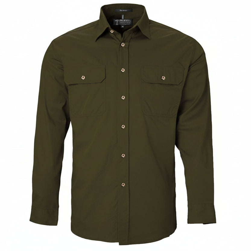 Open Front Men's Pilbara Shirt - Long Sleeve