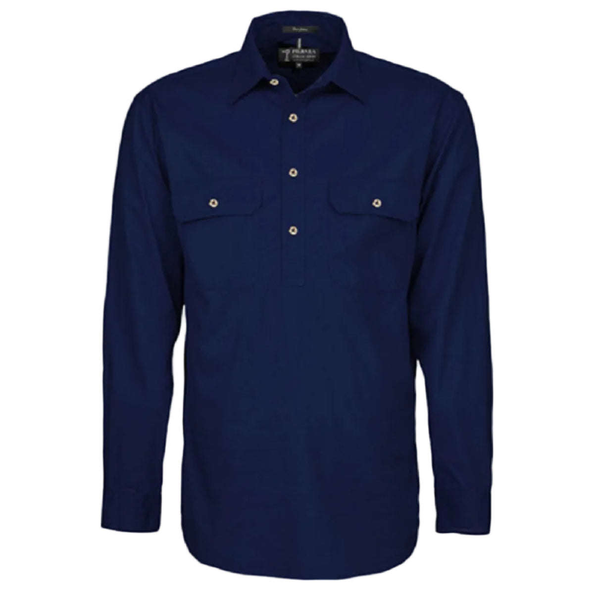 RM200CFClosedFrontLSShirtFrench-Navy