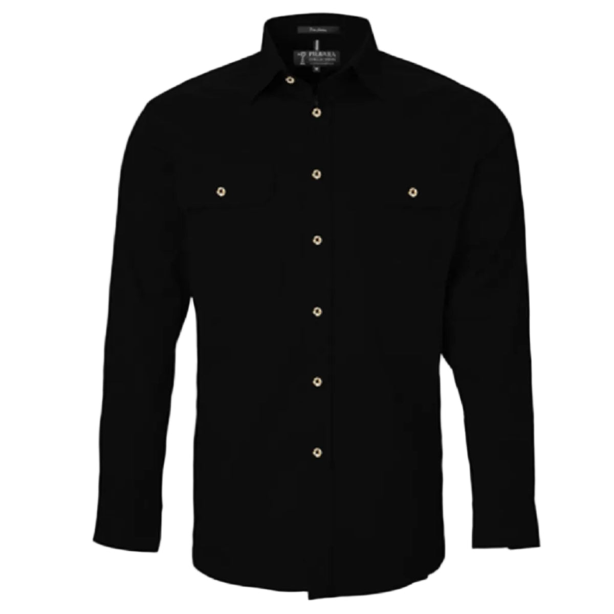 RM500BTOpenFrontLSShirtBlack
