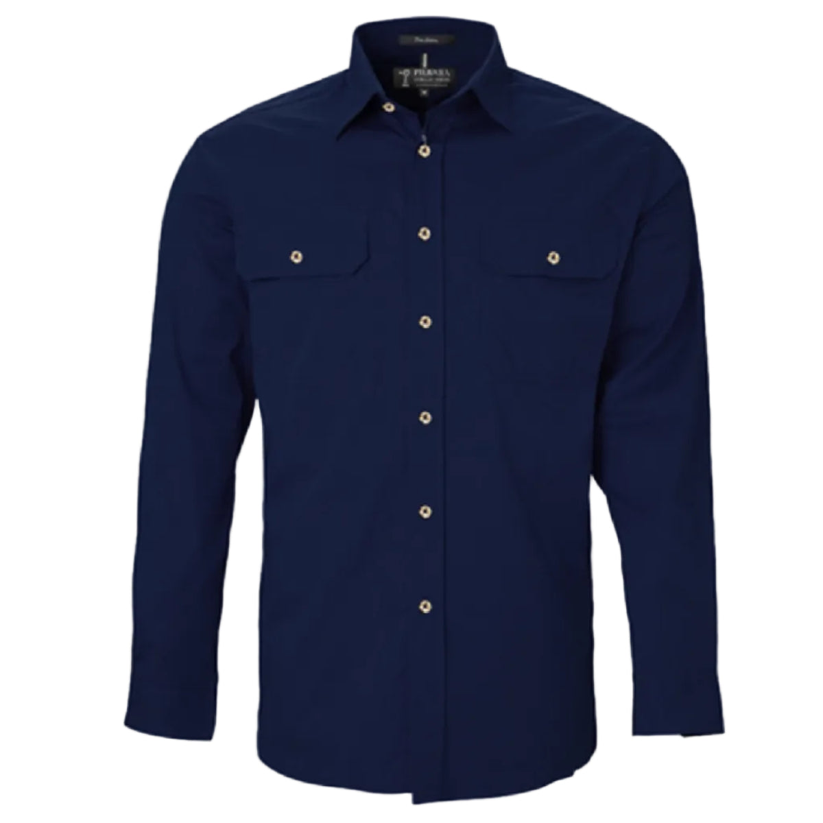 RM500BTOpenFrontLSShirtFrenchNavy