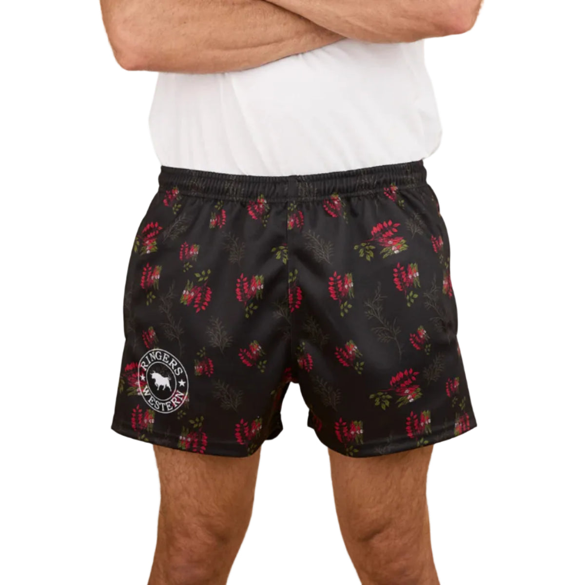RoseDesertFootyShortsBlackFront
