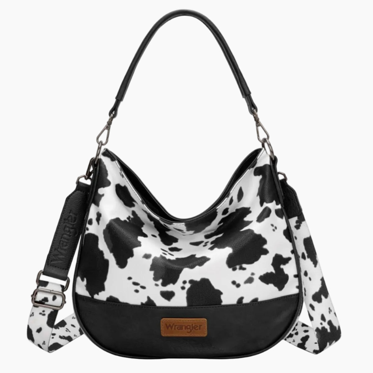 Slouch_Bag_Black_Cow_Print_Front