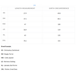 StyxMillOilskinDogCoatBrownSizeChart