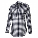WomensClosedFrontLSShirtCheckWhite_Navy