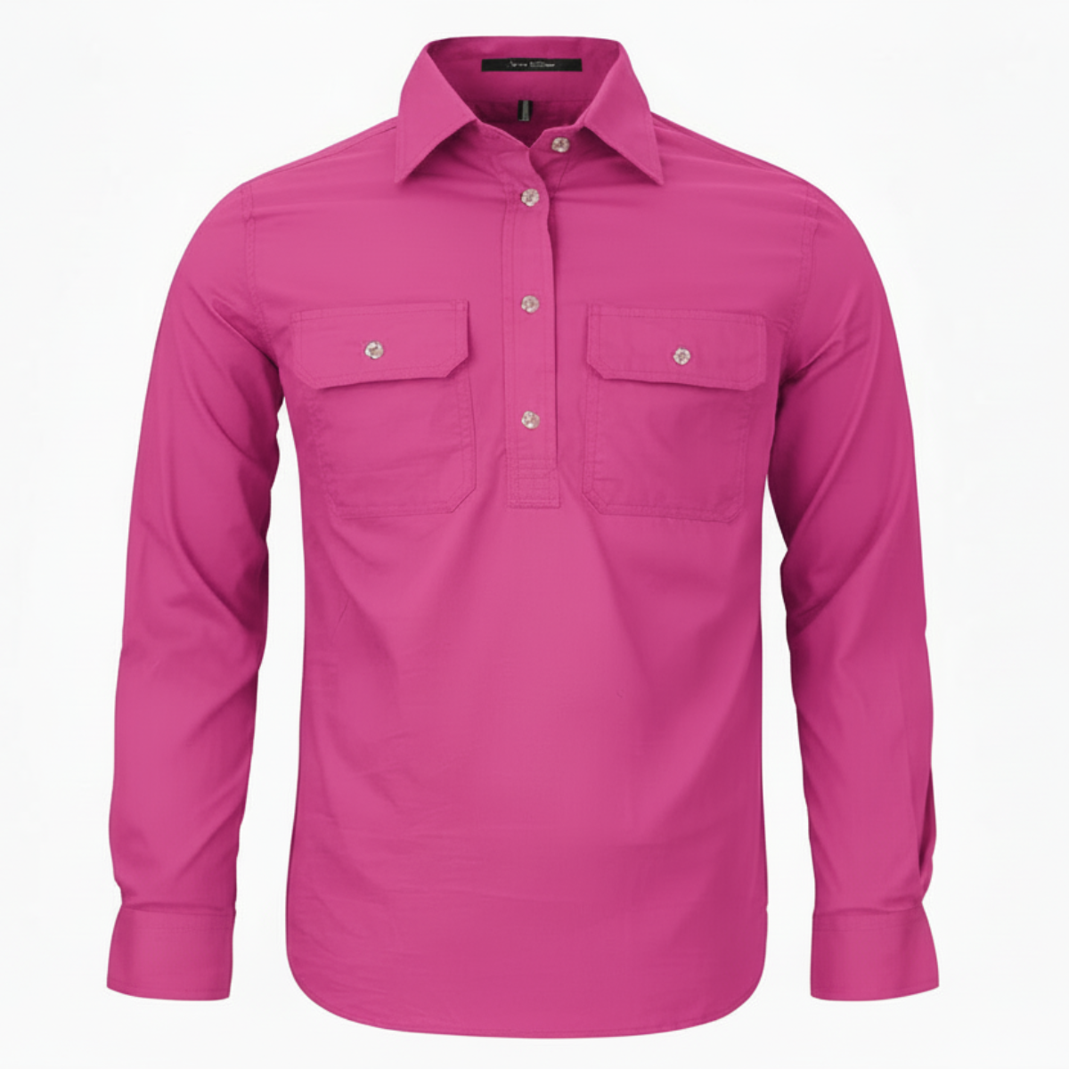 WomensClosedFrontLSShirtFushia