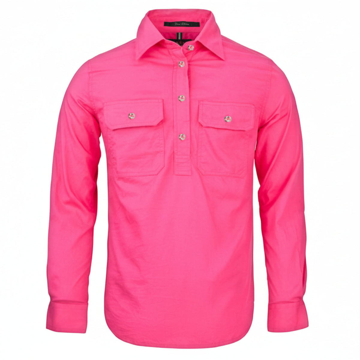 WomensClosedFrontLSShirtHotPink